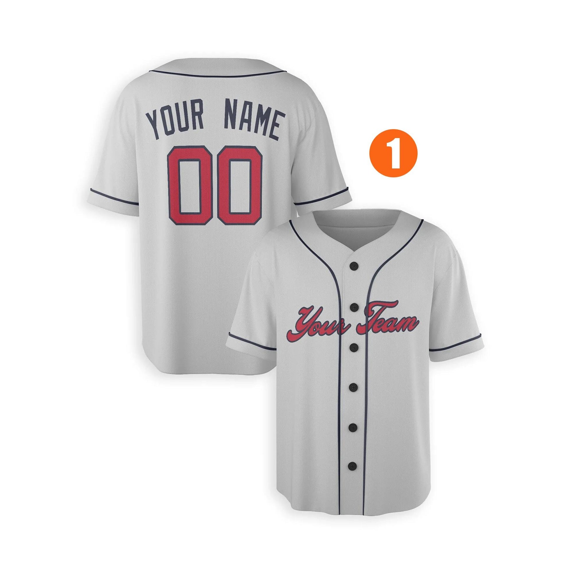 Custom Atlanta Braves Jersey Fan Made, Infant, Toddler, Youth & Adult Piping 1