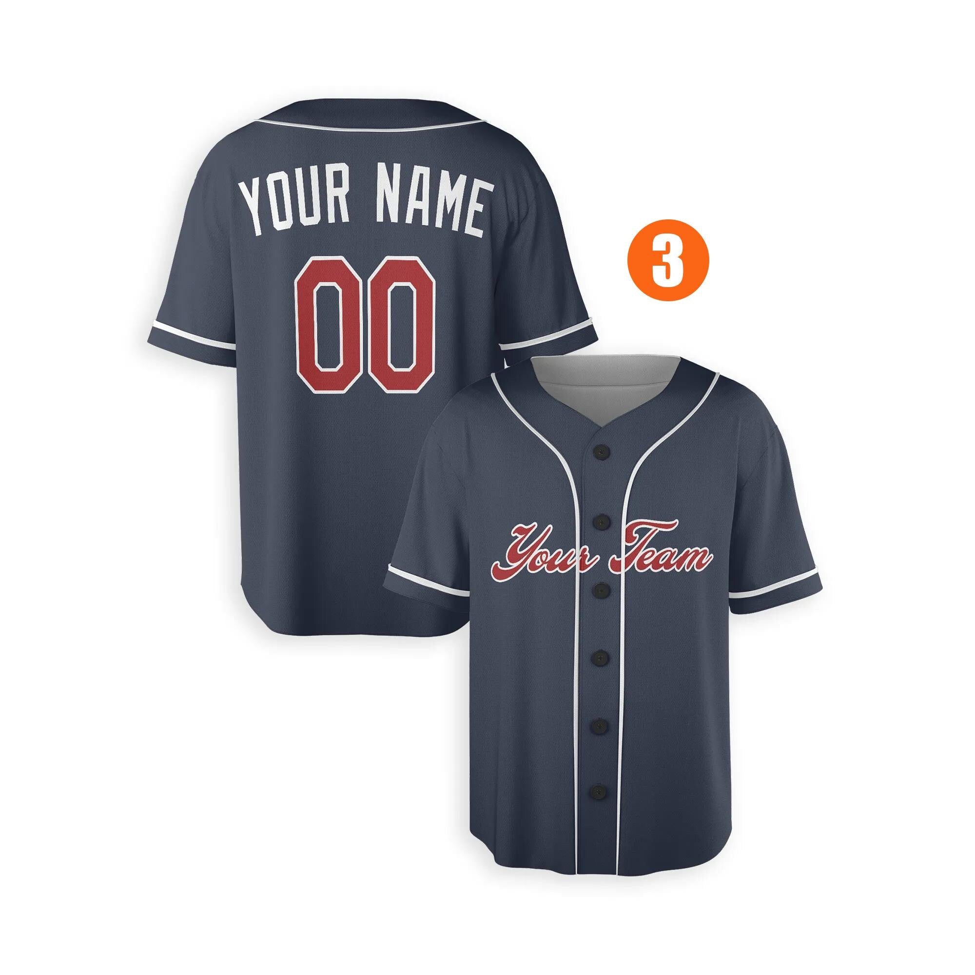 Custom Atlanta Braves Jersey Fan Made, Infant, Toddler, Youth & Adult Piping 3