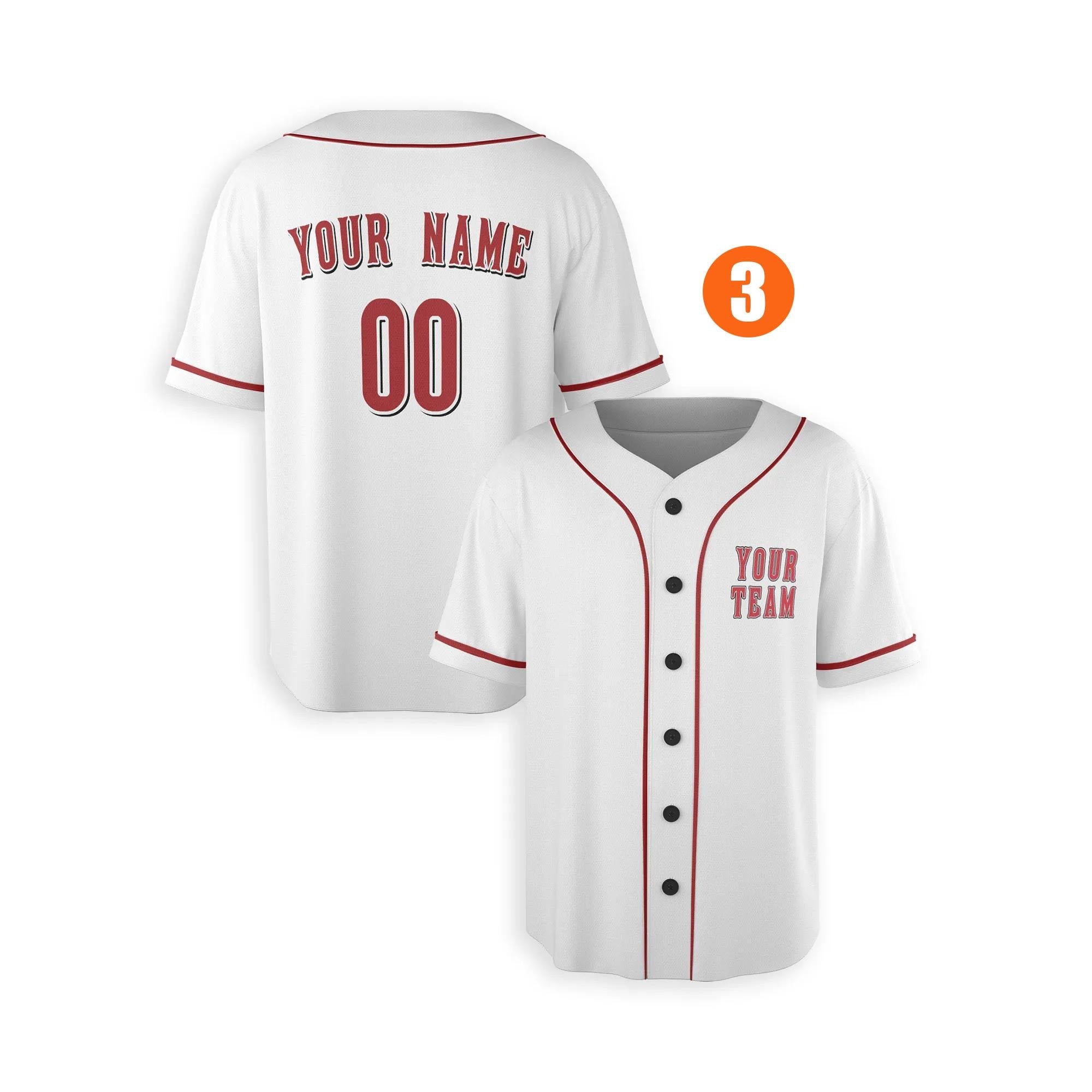 Custom Cincinnati Reds Jersey Fan Made, Infant, Toddler, Youth & Adult Piping 3