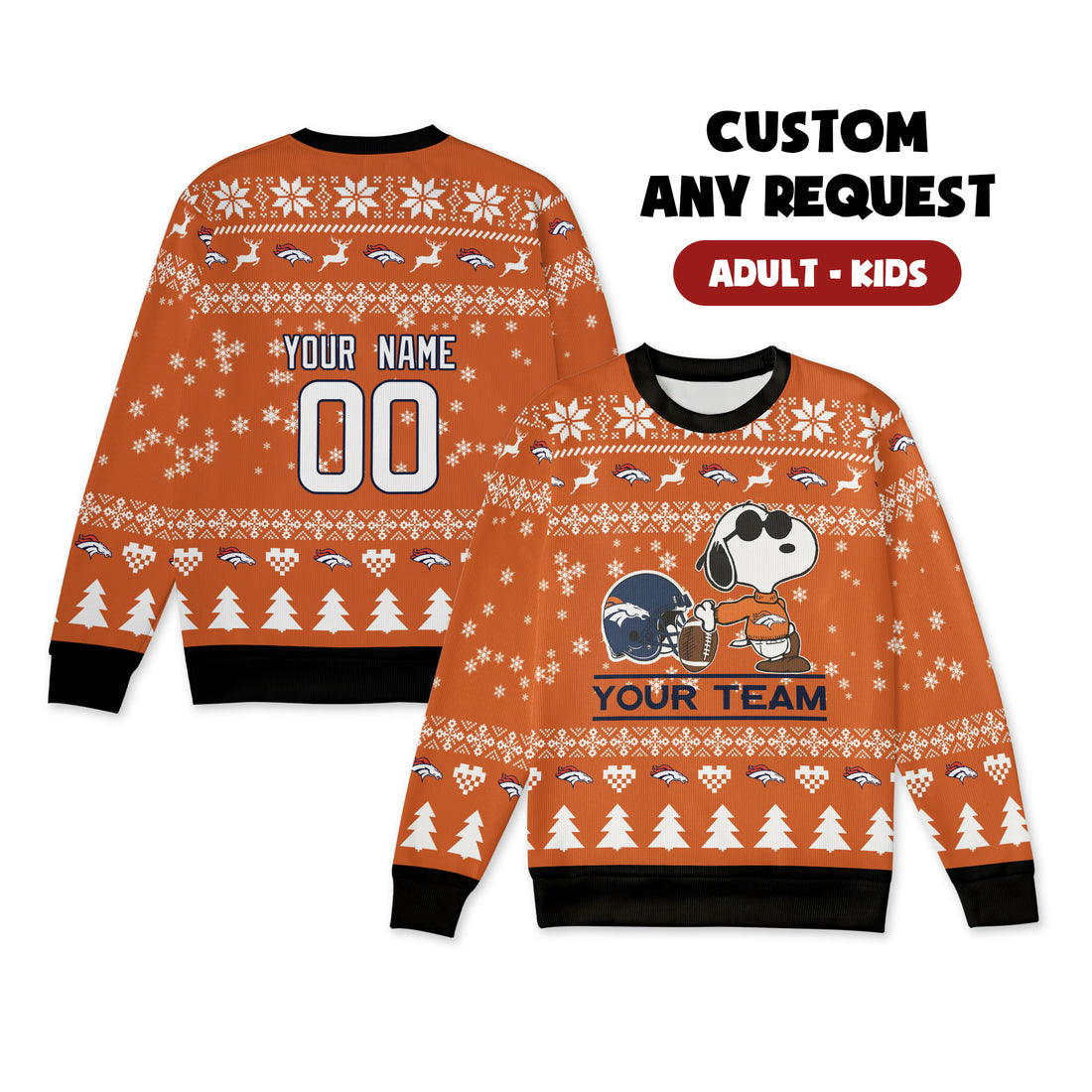 Custom Denver Broncos Christmas Ugly Sweater for Couples, Dad & Family Gifts Color 1 Desc 1