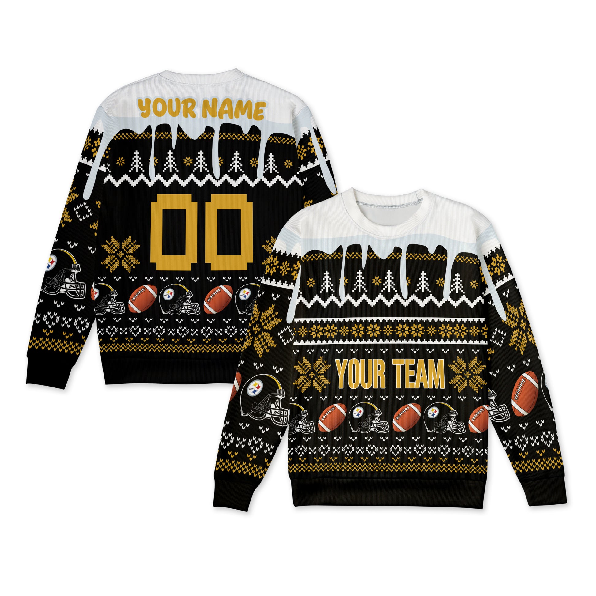 Custom Pittsburgh Steelers Christmas Ugly Sweater for Couples, Dad & Family Gifts Color 1