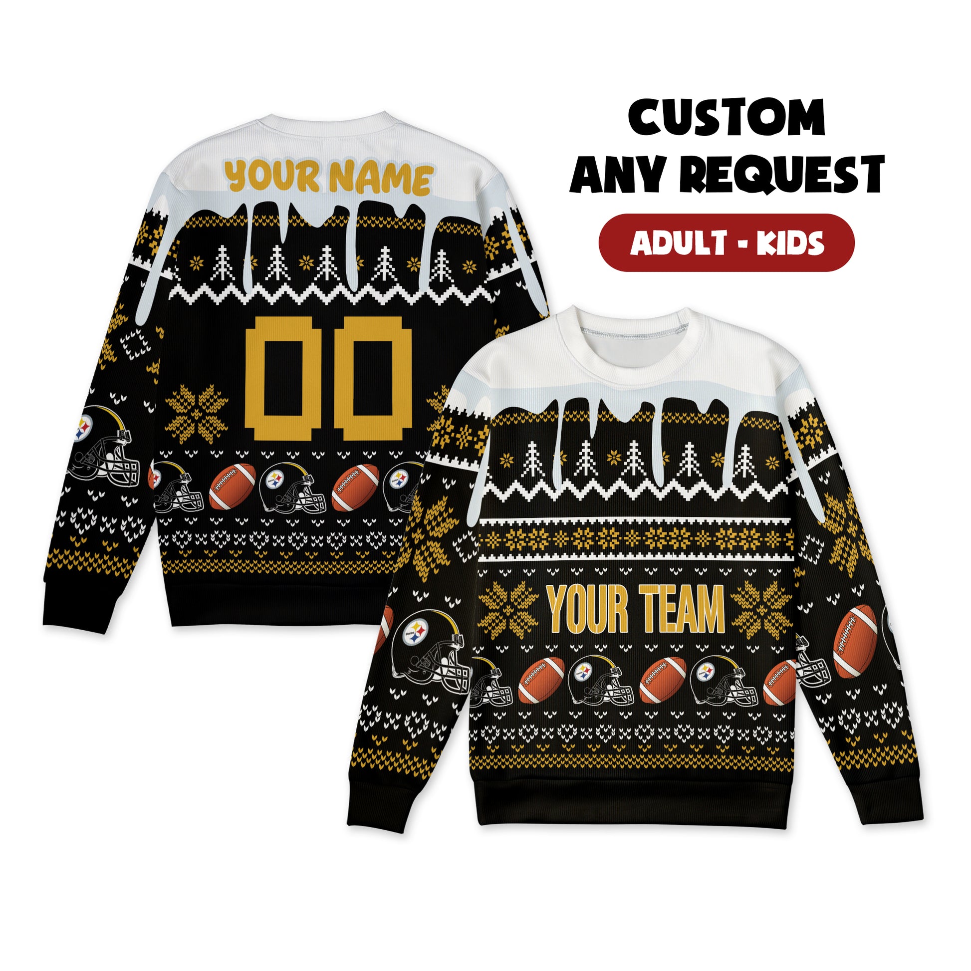 Custom Pittsburgh Steelers Christmas Ugly Sweater for Couples, Dad & Family Gifts Color 1 Desc 1