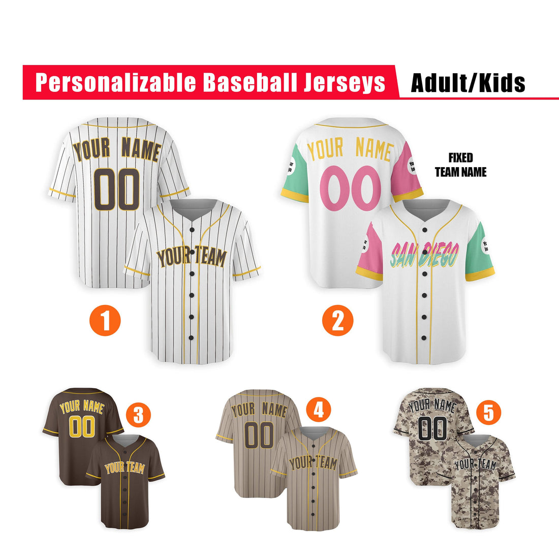 Custom San Diego Padres Jersey Fan Made, Infant, Toddler, Youth & Adult
