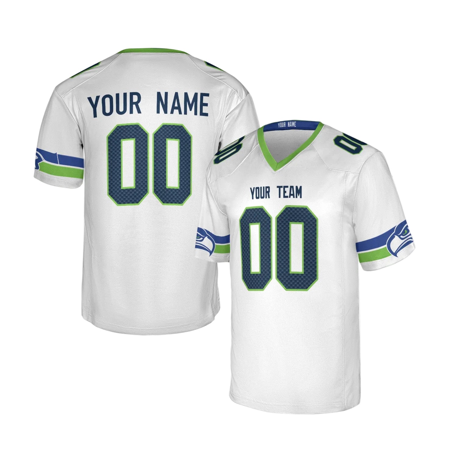Custom Seattle Seahawks Jersey – Team Name, Name & Number – Fan Made Color 2