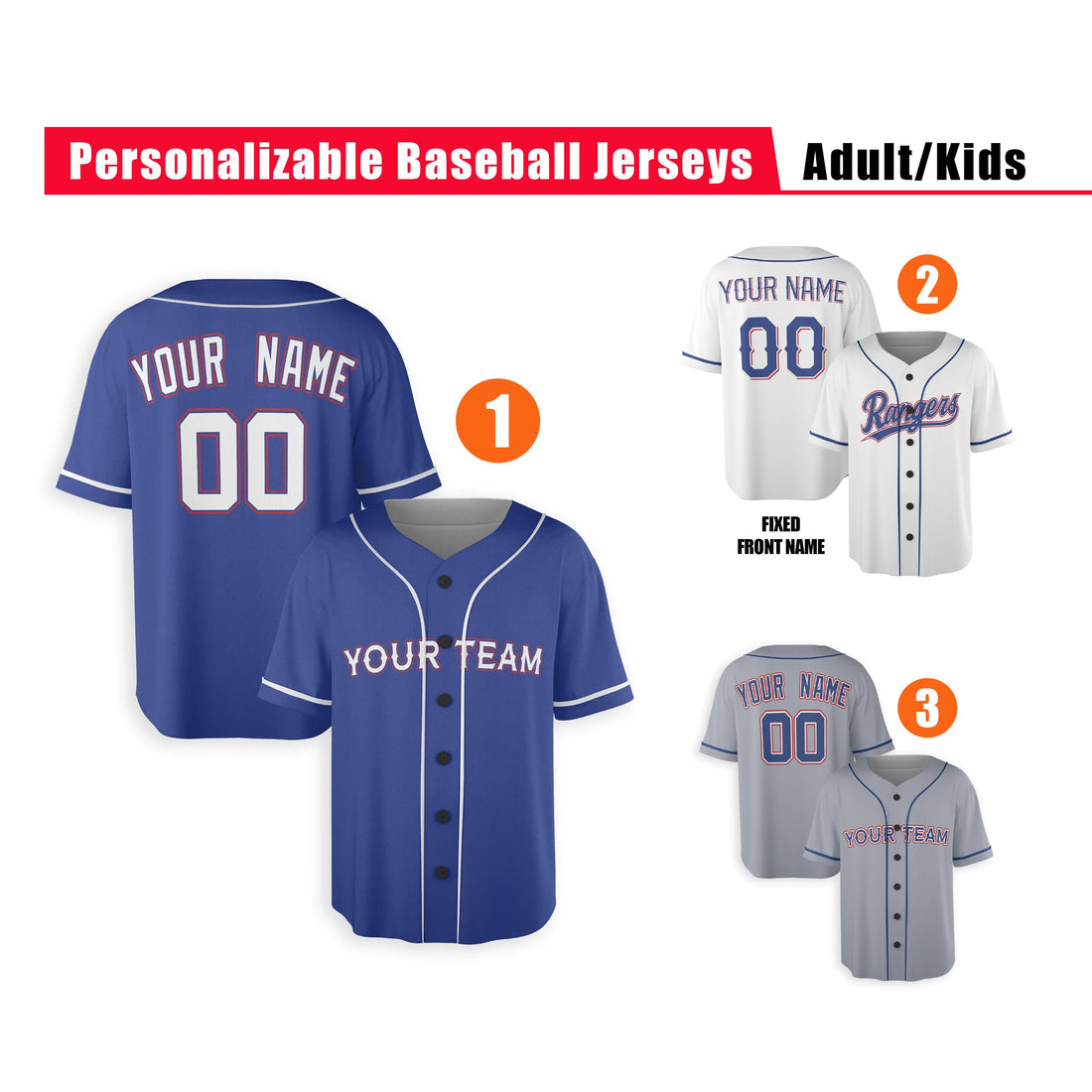 Custom Texas Rangers Jersey Fan Made, Infant, Toddler, Youth & Adult